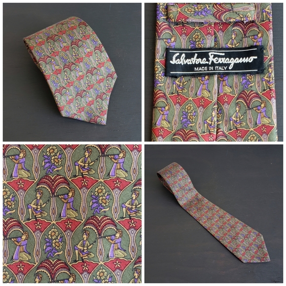 Salvatore Ferragamo Designer 100% Silk Tie